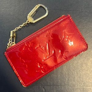 Louis Vuitton RED Patent leather key chain wallet pre owner
